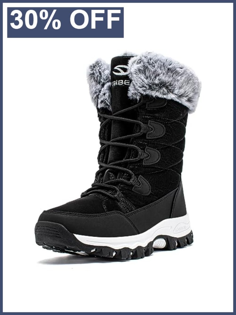 Waterproof Winter Snow Boots Faux Fur Lined Mid-Calf Pull-On